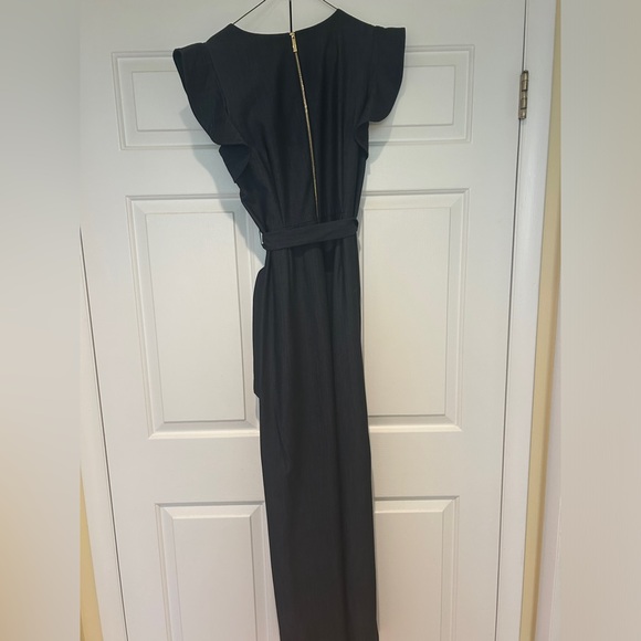 CK Sleeveless Pantsuit Jumpsuit with Statement Flutter Sleeve and Waist Tie - Picture 3 of 3